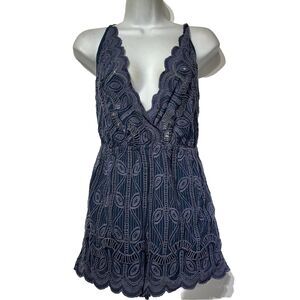 tularosa blue sleeveless lace romper Size S